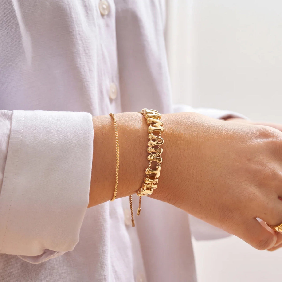 Bubble Letter Slider Custom Bracelet | Moonela