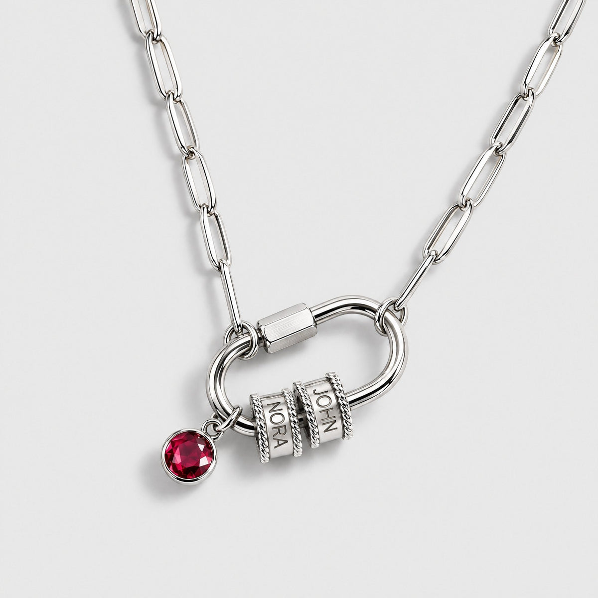 Carabiner Custom Name Birthstone Necklace | Moonela