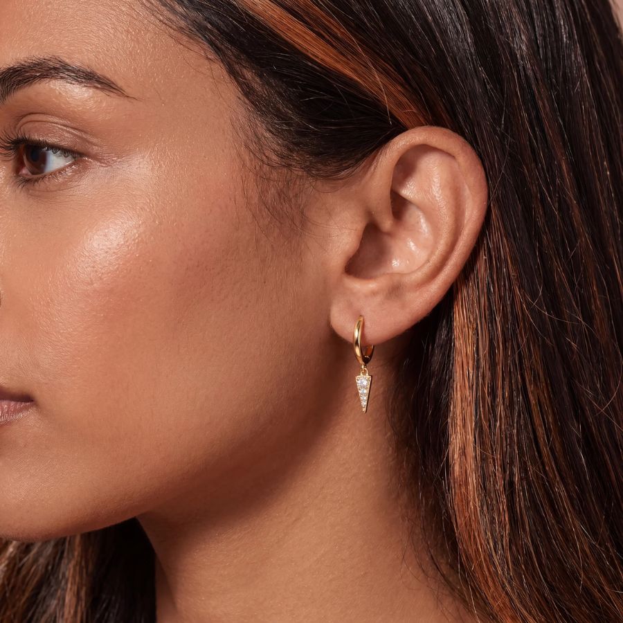 Gold Hoop Earrings - Vega Drop Pavé