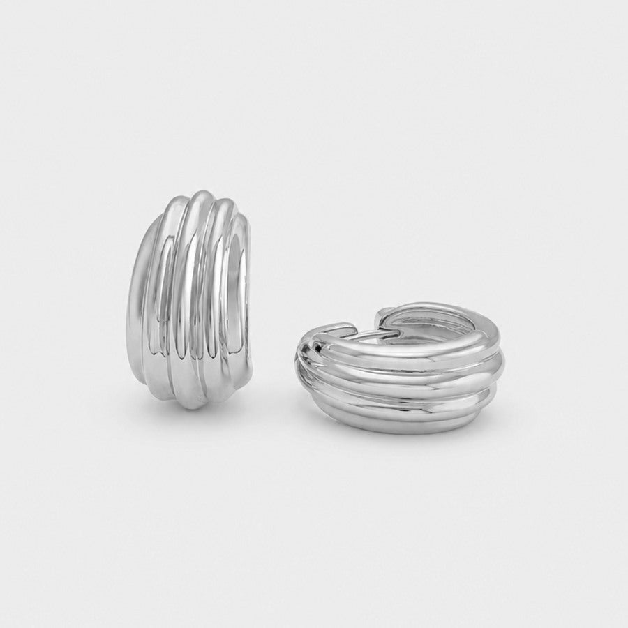 Gold Huggie Earrings - Ripple Ridged