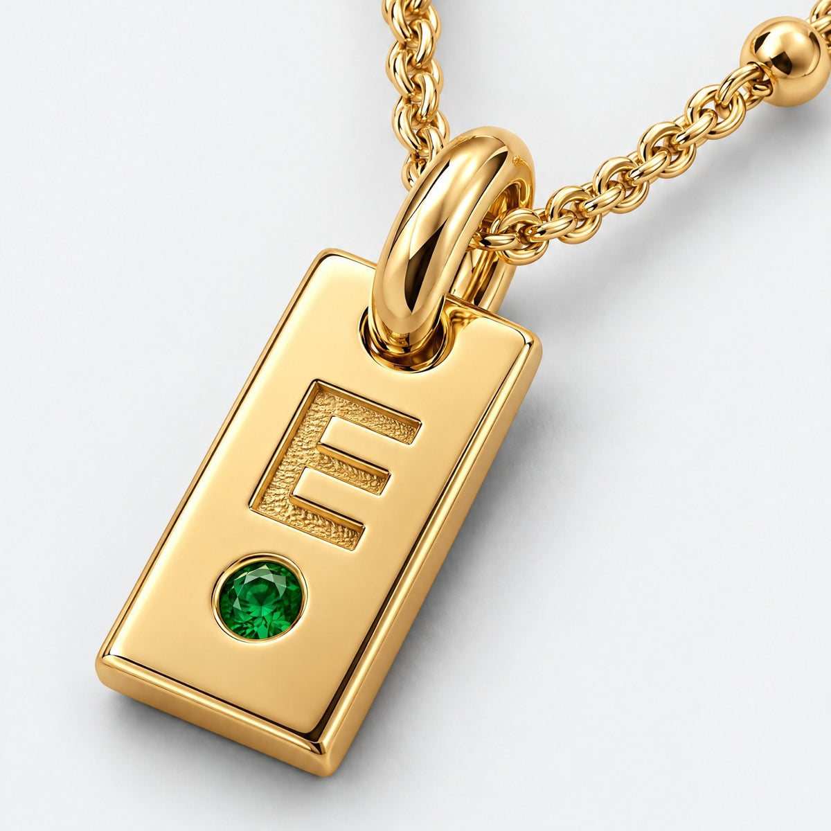 Mini Tag Initial Custom Birthstone Necklace | Moonela