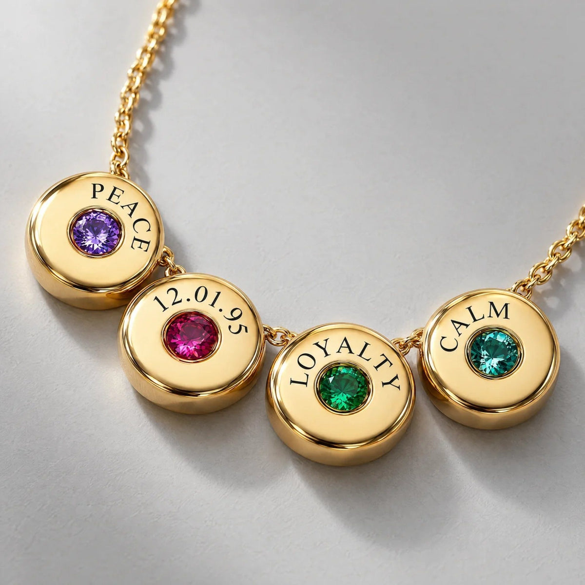 Nova Engraved Custom Birthstone Necklace | Moonela