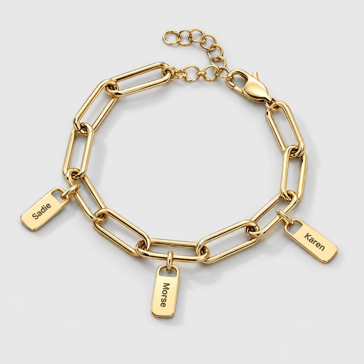 Paperclip Name Tag Custom Bracelet - Gold | Moonela