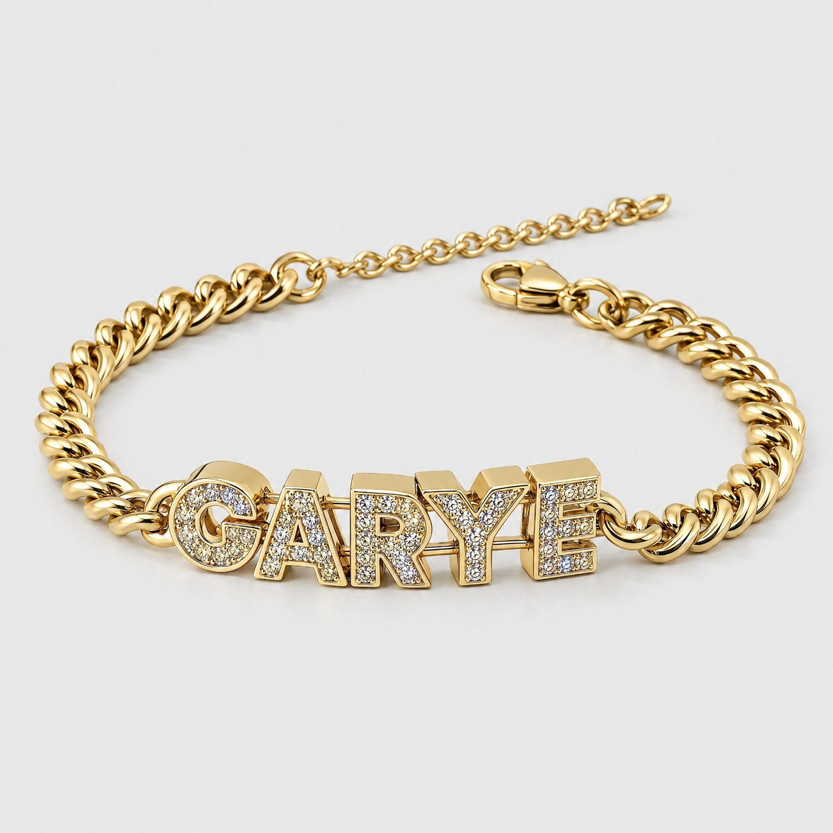 Pavé Block Letter Custom Name Bracelet - Gold | Moonela