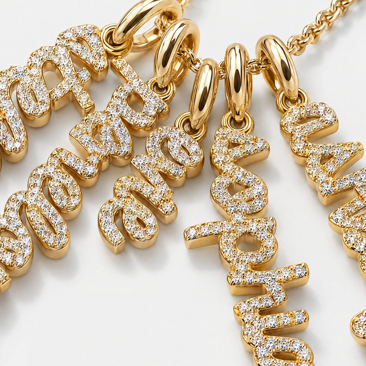 Pavé Script Cluster Custom Name Necklace | Moonela