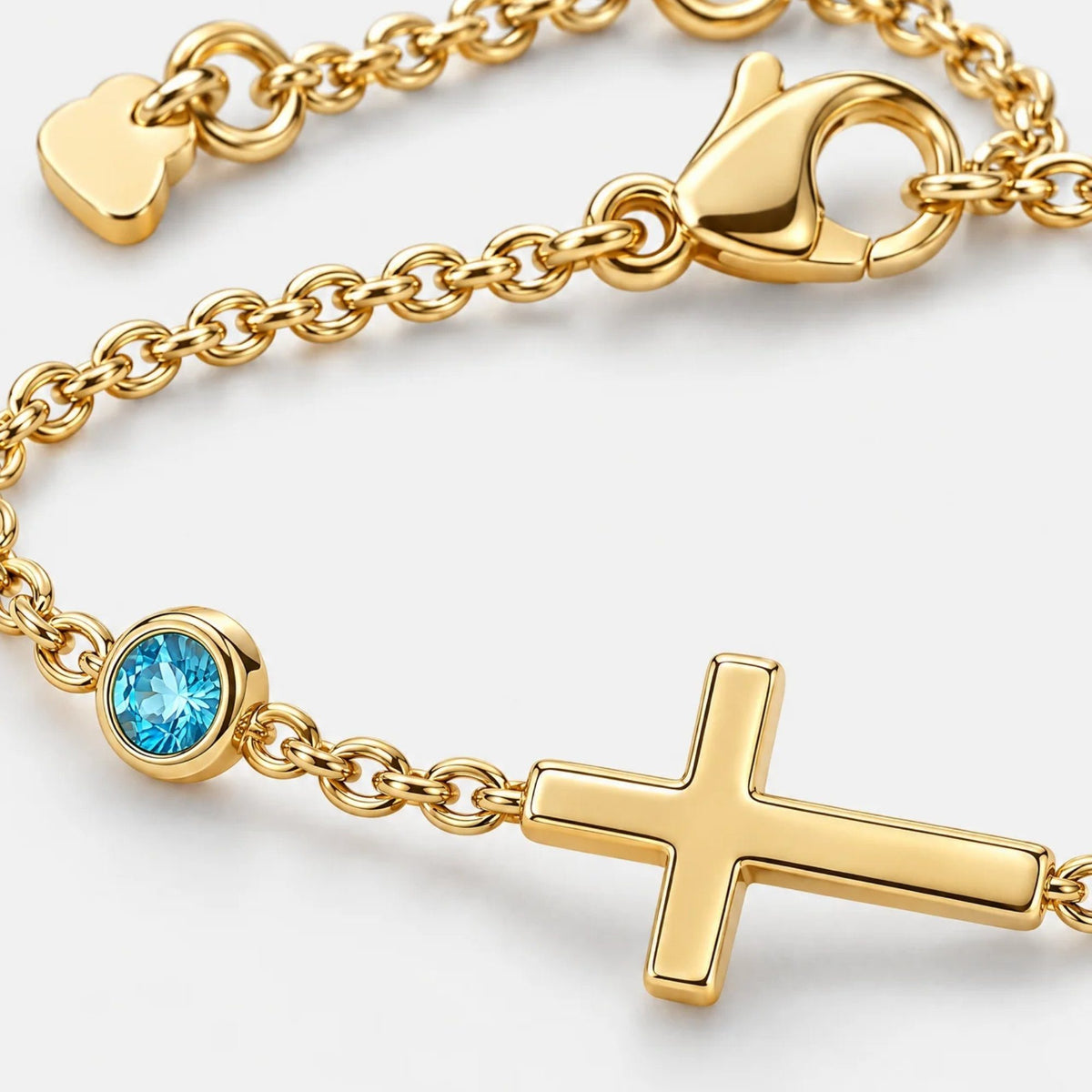 Sideways Cross Custom Birthstone Bracelet | Moonela