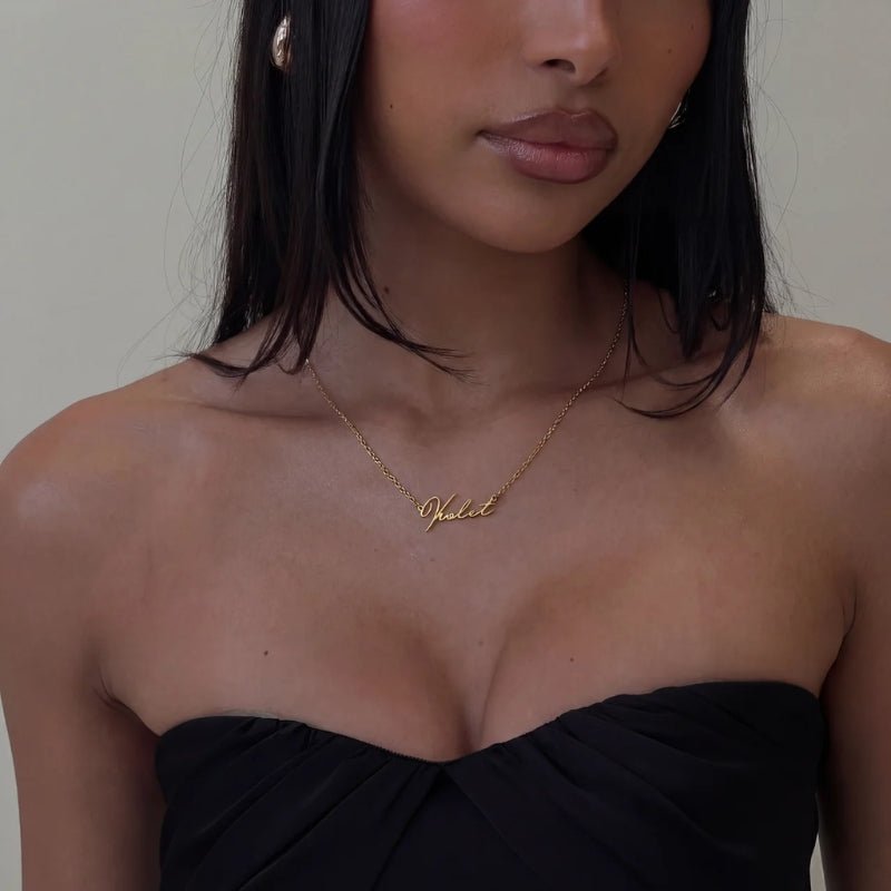 Signature Name Necklace - Dainty Gold Handwritten