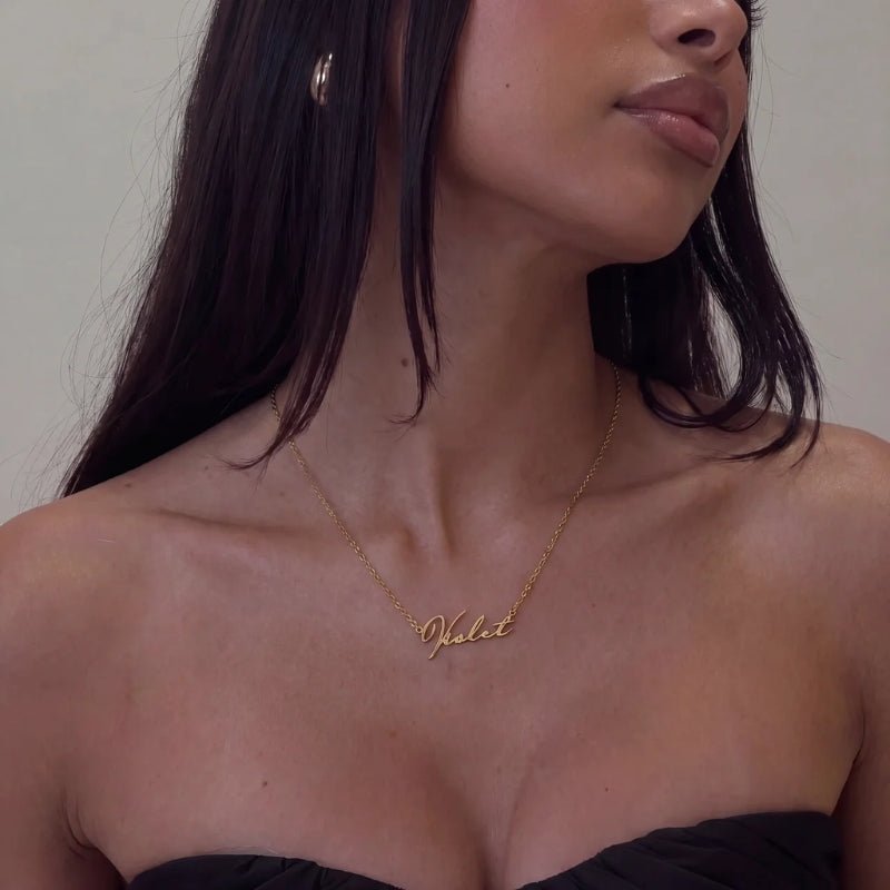 Signature Name Necklace - Dainty Gold Handwritten