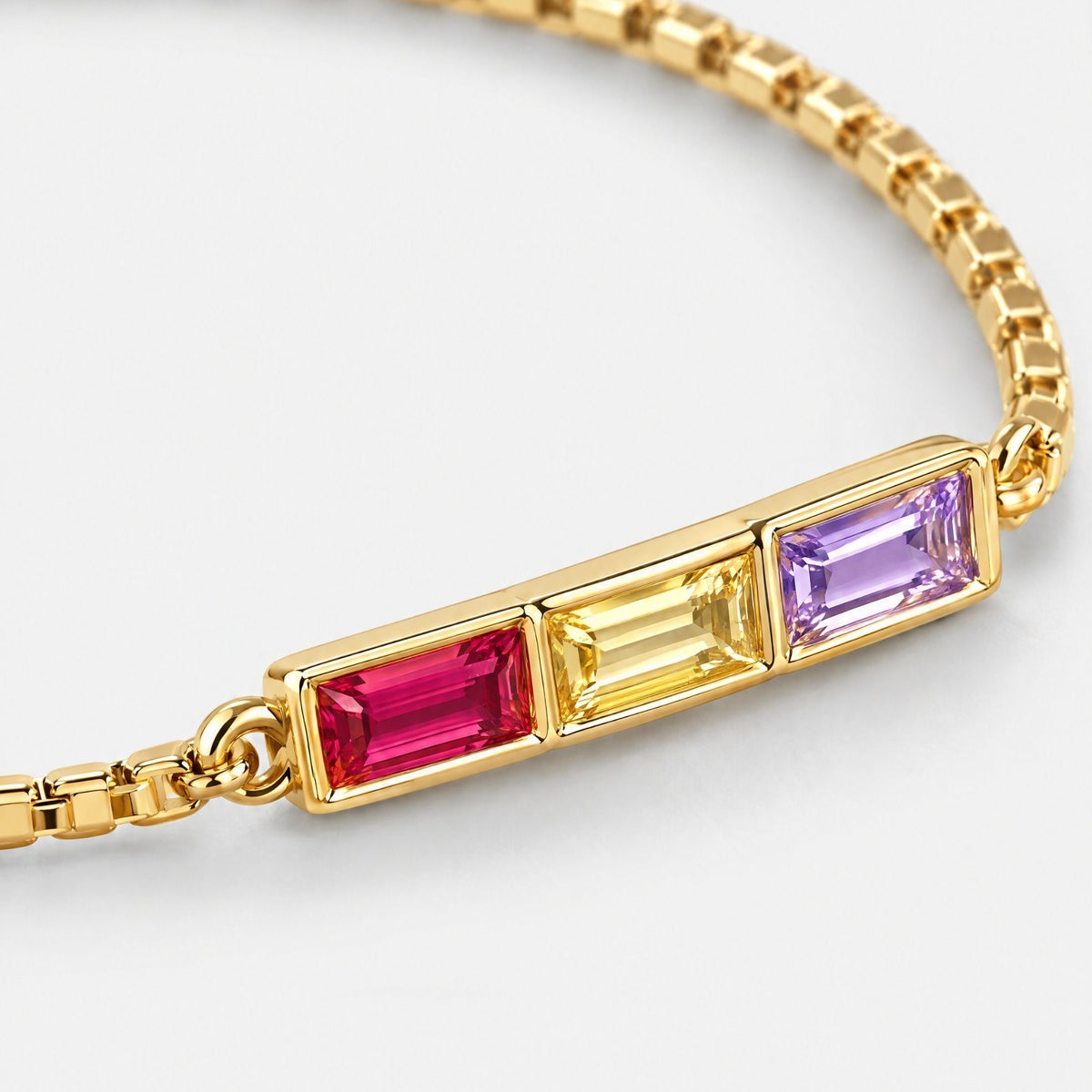 Baguette Birthstone Custom Bar Bracelet | Moonela