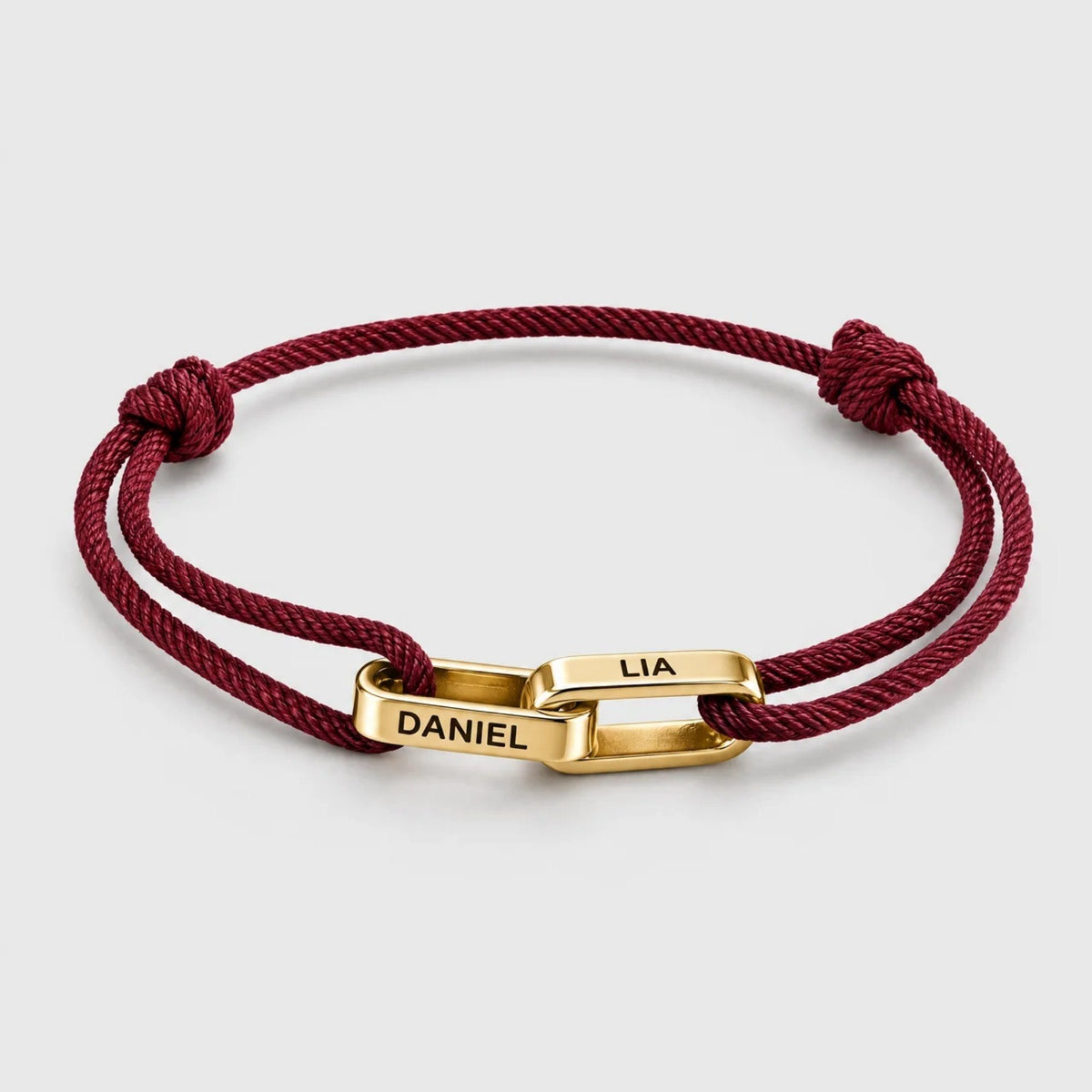 Interlocking Custom Name Cord Bracelet - Gold | Moonela