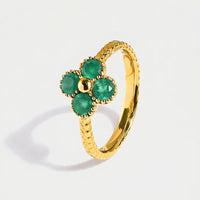 Klaverring - Groene Onyx Edelsteen