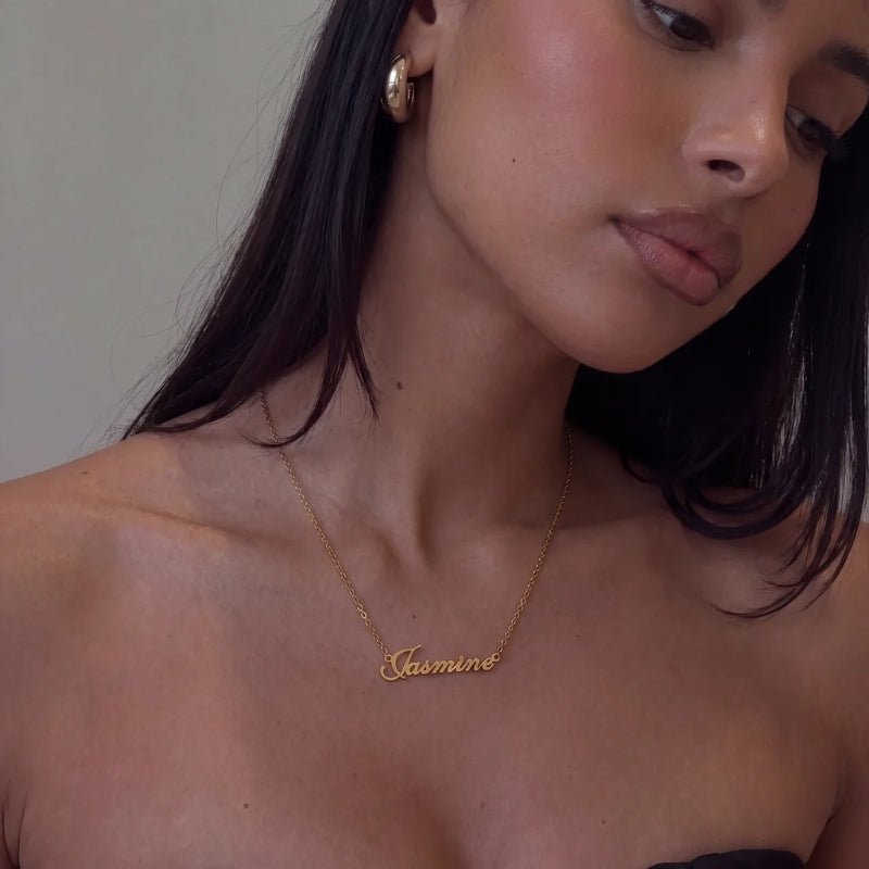 Name Plate Necklace - Gold Plated Personalised