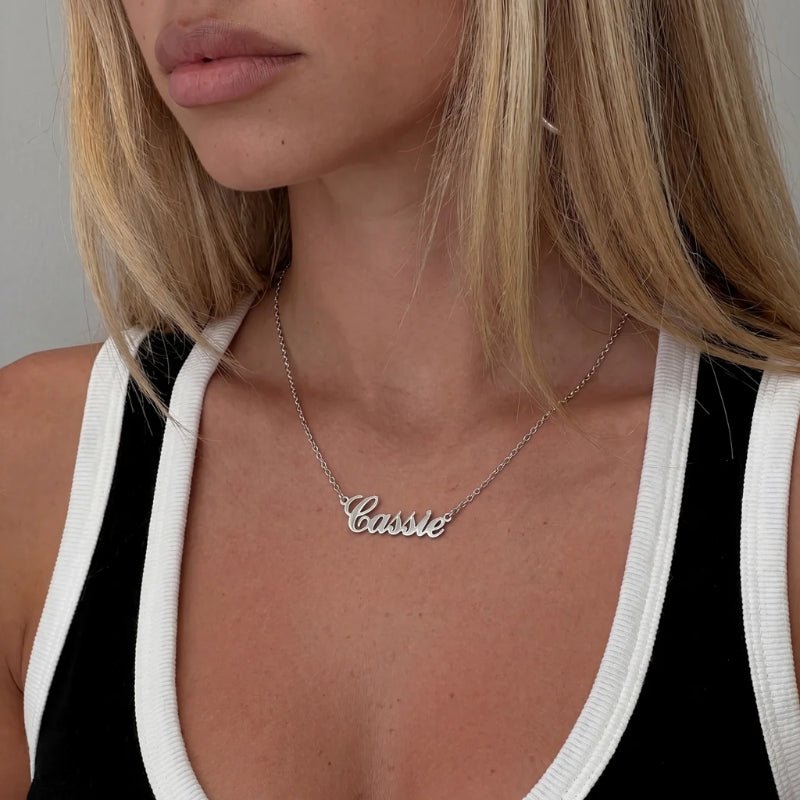Name Plate Necklace - Gold Plated Personalised