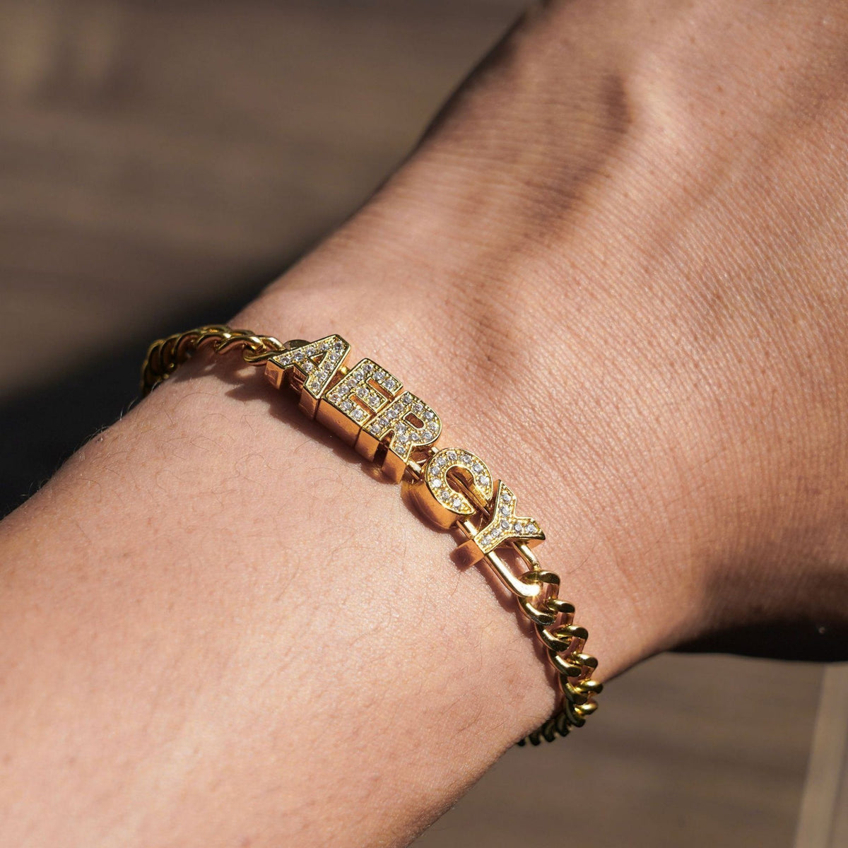 Pavé Block Letter Custom Name Bracelet | Moonela