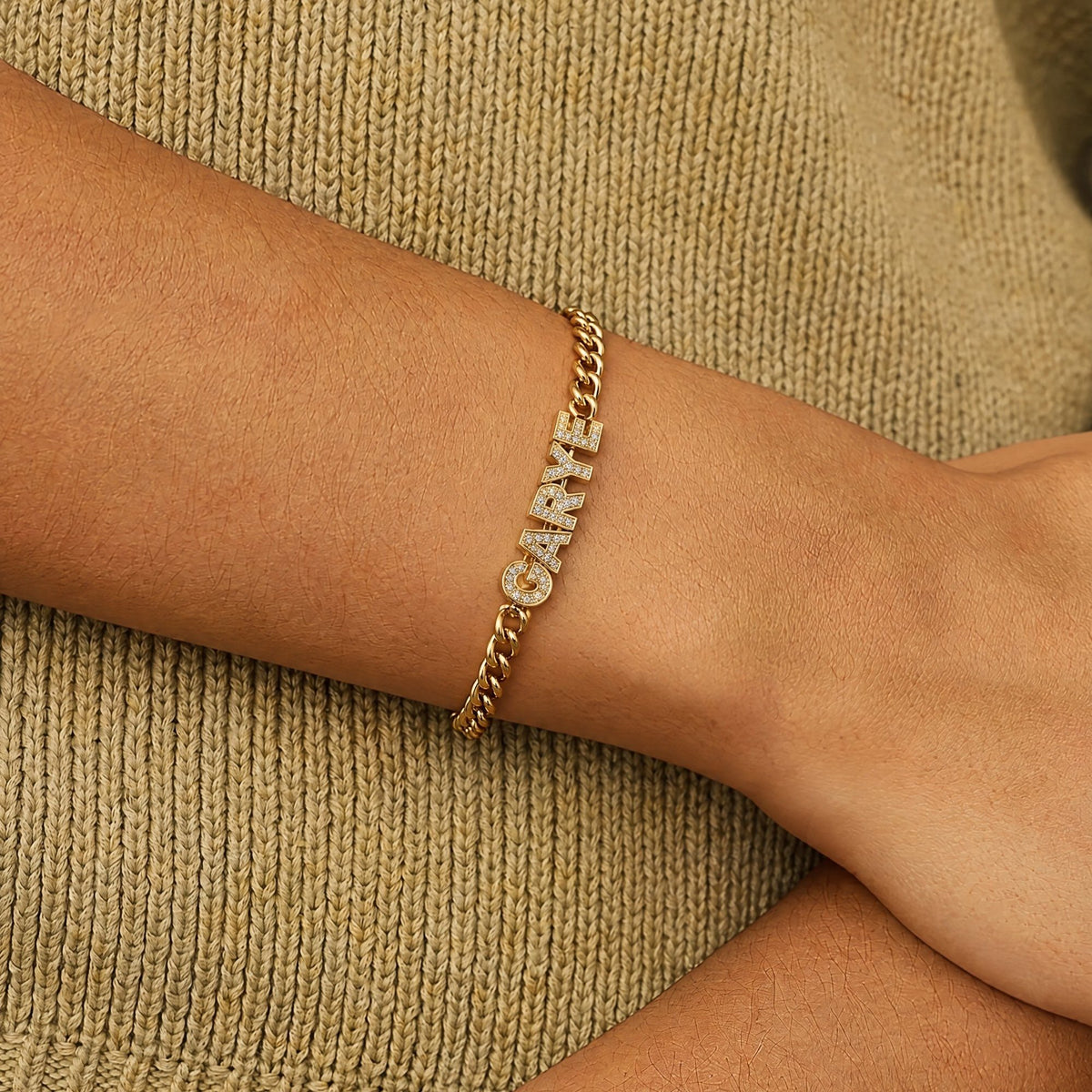 Pavé Block Letter Custom Name Bracelet | Moonela