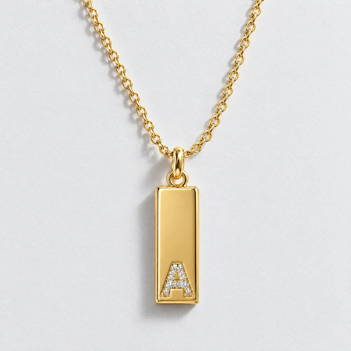 Pavé Initial Custom Bar Necklace - Gold | Moonela
