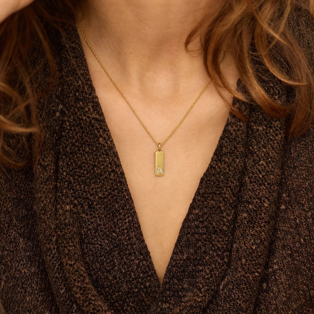 Pavé Initial Custom Bar Necklace | Moonela