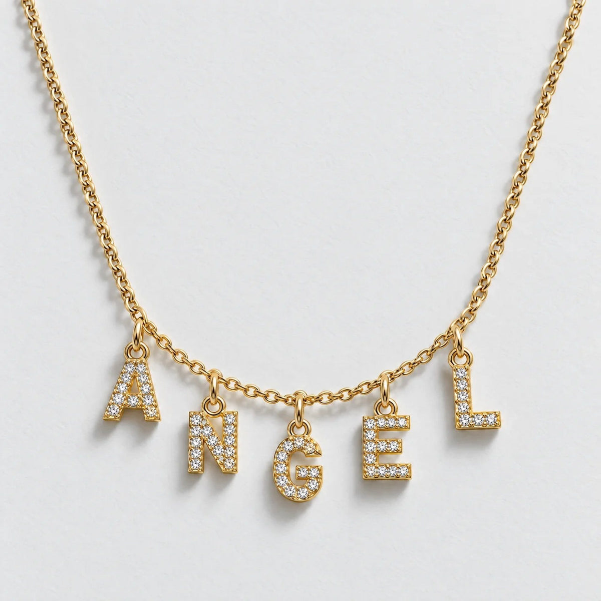 Pavé Letter Drop Custom Name Necklace - Gold | Moonela