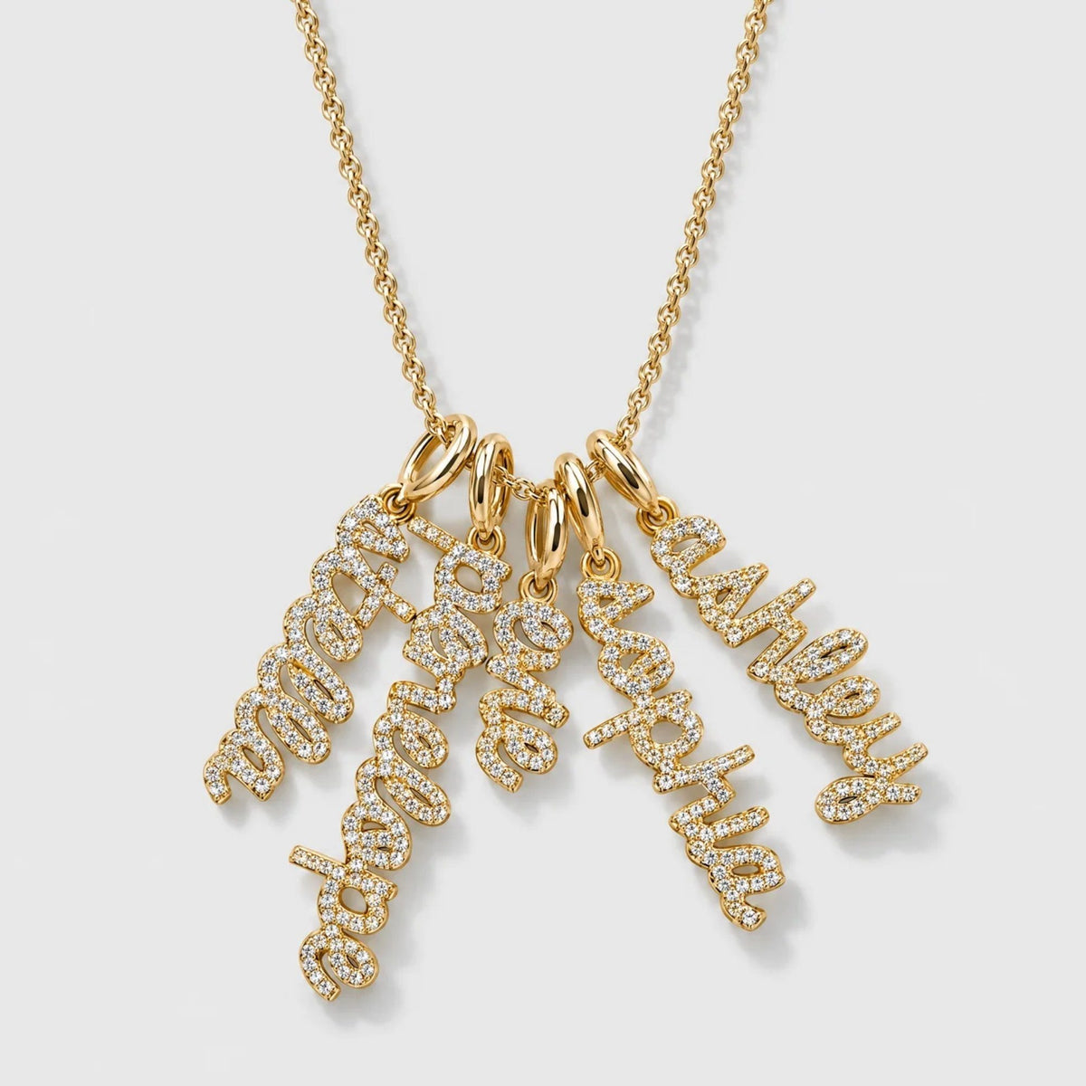 Pavé Script Cluster Custom Name Necklace - Gold | Moonela