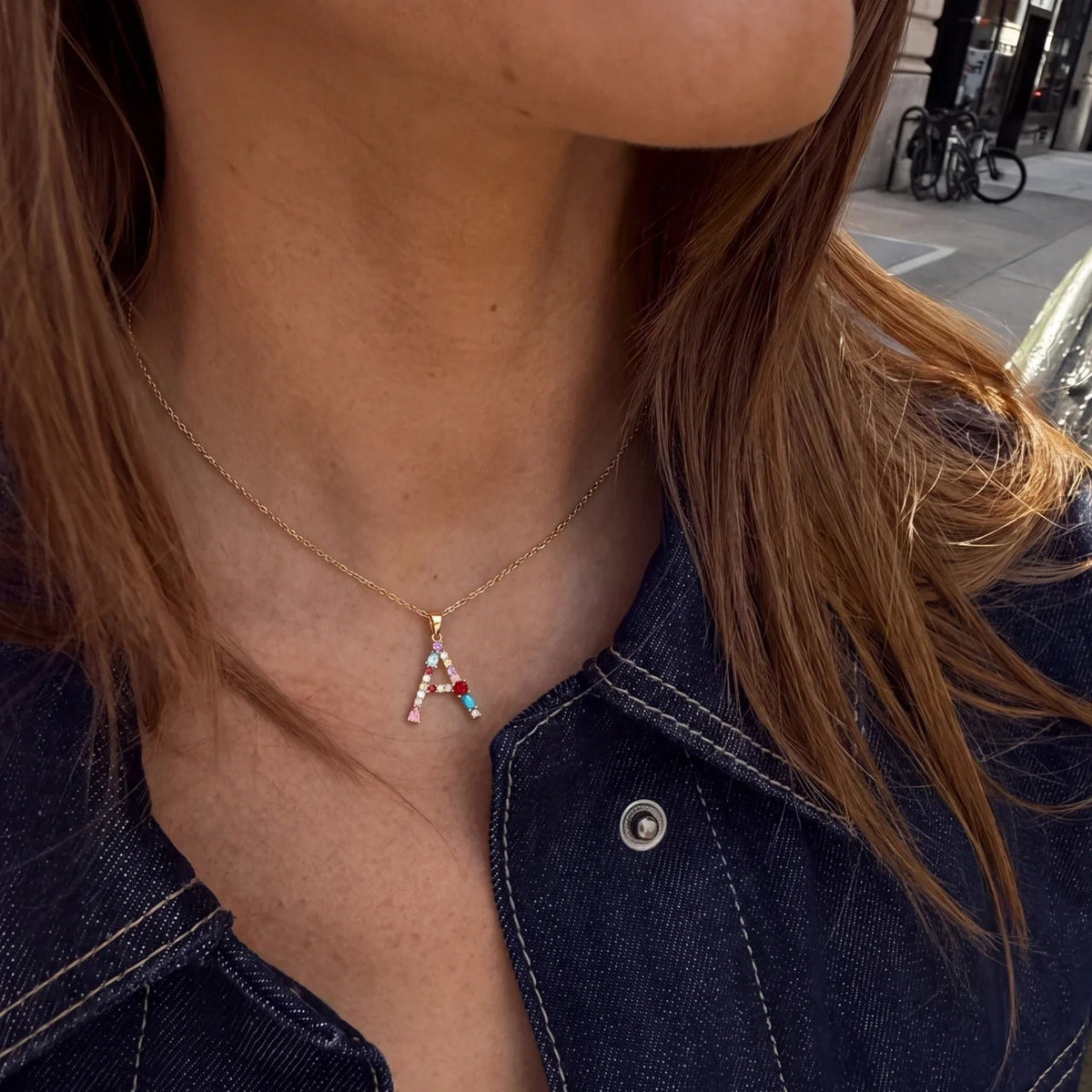 Rainbow Gemstone Initial Custom Necklace | Moonela