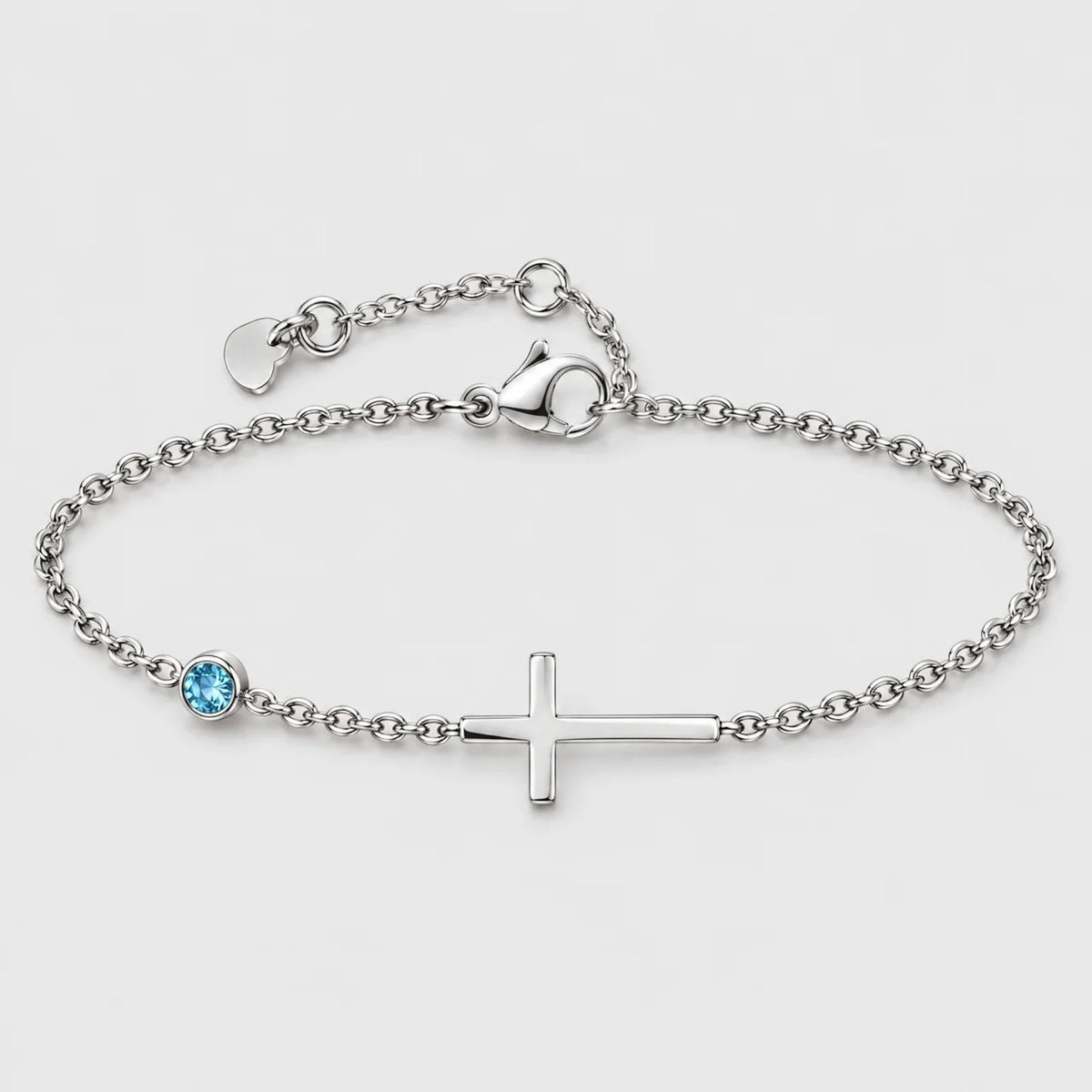 Sideways Cross Custom Birthstone Bracelet | Moonela