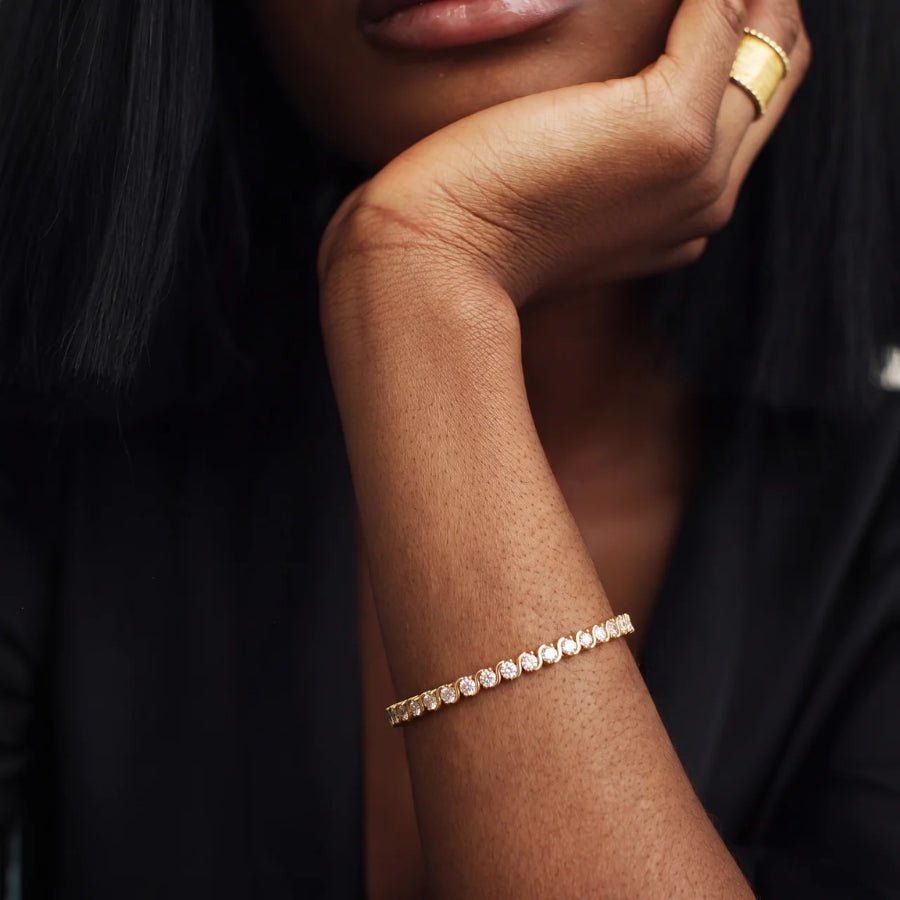 S-Link gold tennis bracelet worn, lifestyle